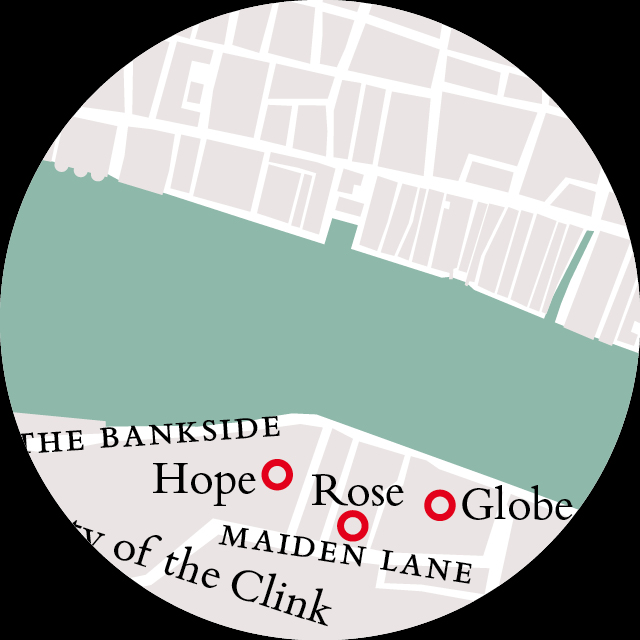 detail of map of theatres in London